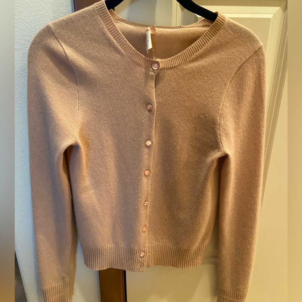 J Crew peach cashmere cardigan